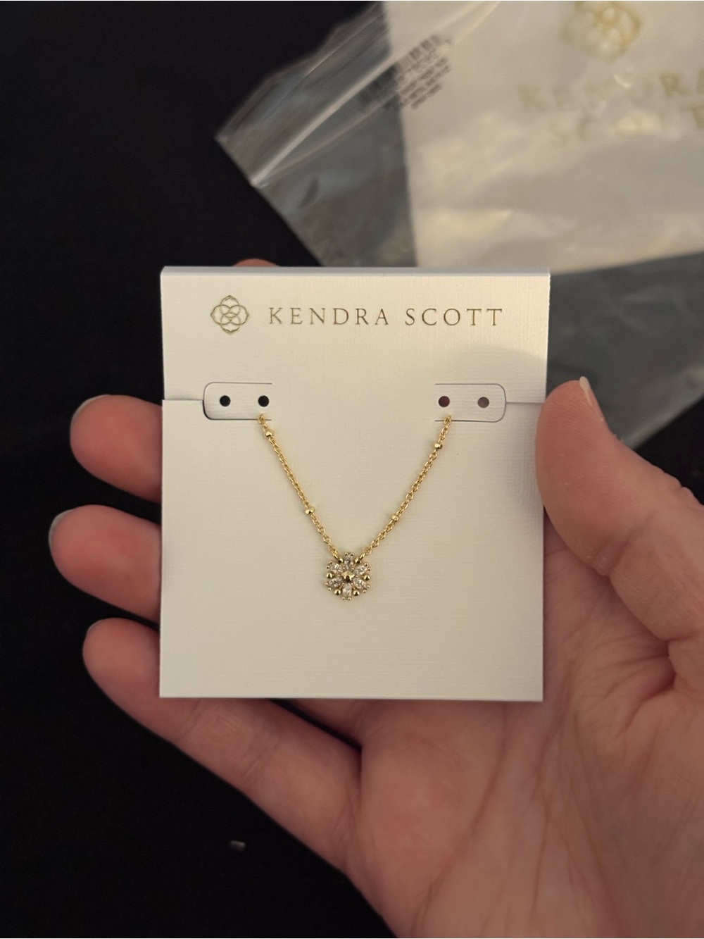 Kendra Scott Gold Floral Crystal Pendant Necklace
